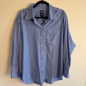 GAP Women’s Blue Stripe Button Down Shirt Large